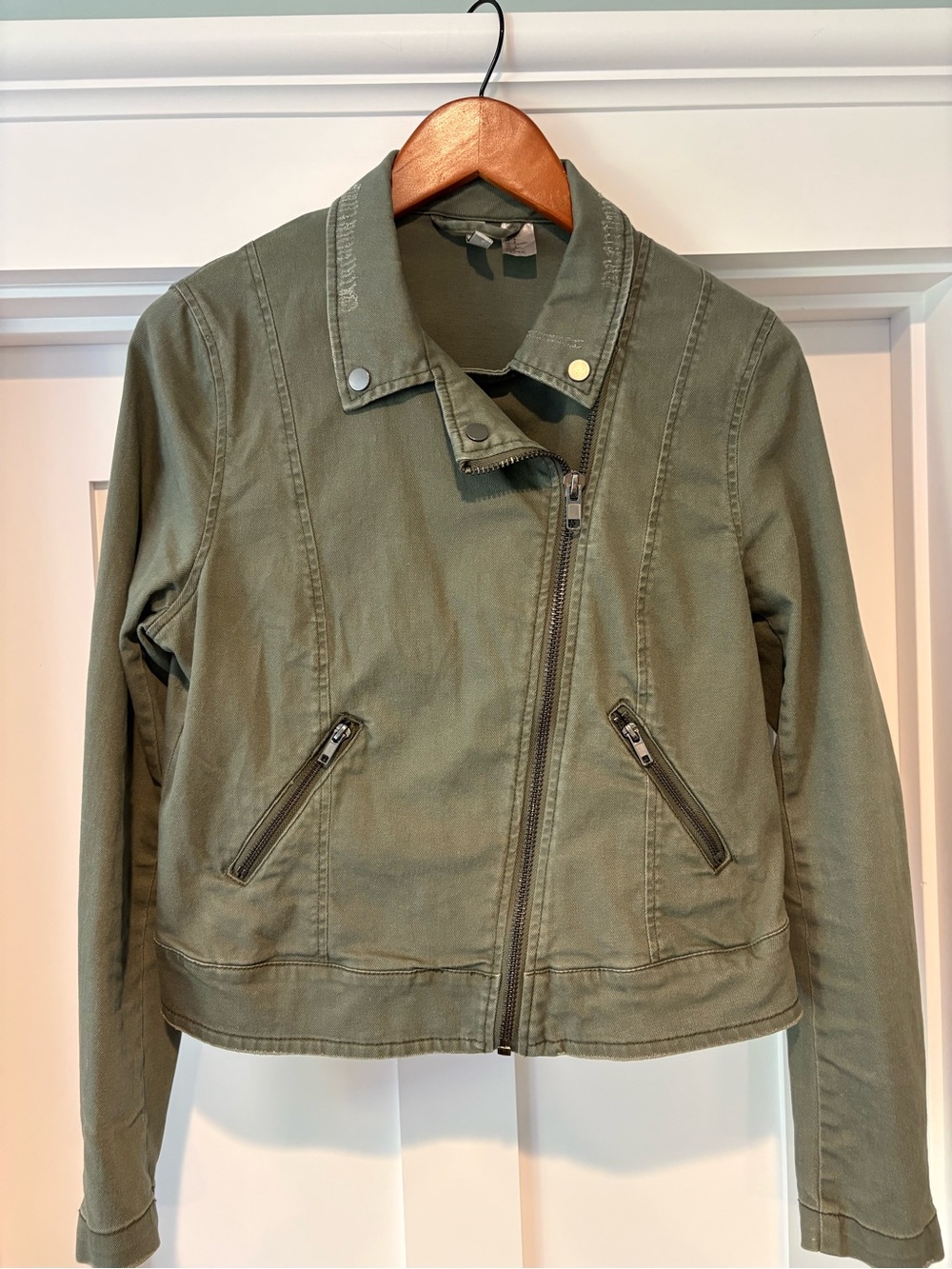 Women's green / Grey Distreessed Bomber Jacket